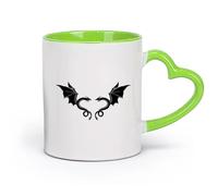 AYUEHBN Ceramics Tea, Coffee and Hot Chocolate Cups Two Dragons Fly Celtic Fantasy （11oz/320ml） Unique Office Gift for Women & Men Green