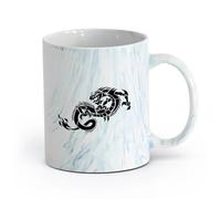 AYUEHBN Ceramics Tea Cup Fantasy Fairytale Animal Myth Dragon Monsters （11oz/320ml） for Coffee, Soup, Tea, Milk, Latte, hot Cocoa, Ladies, Men Marble Blue