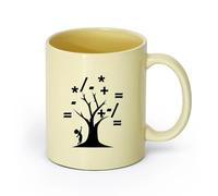 AYUEHBN Ceramics Tea Cup Math School Large Tree Branches Mathematical Symbols （11oz/320ml） Humorous Gift for Coffee Lovers, Work Besties, Coworkers & Friends Beige