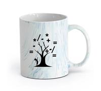 AYUEHBN Ceramics Tea Cup Math School Large Tree Branches Mathematical Symbols （11oz/320ml） Humorous Gift for Coffee Lovers, Work Besties, Coworkers & Friends Marble Blue