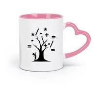 AYUEHBN Ceramics Tea Cup Math School Large Tree Branches Mathematical Symbols （11oz/320ml） Humorous Gift for Coffee Lovers, Work Besties, Coworkers & Friends Pink
