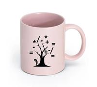 AYUEHBN Ceramics Tea Cup Math School Large Tree Branches Mathematical Symbols （11oz/320ml） Humorous Gift for Coffee Lovers, Work Besties, Coworkers & Friends Pink