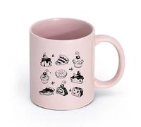 AYUEHBN Ceramics Tea Cup Sweet Cake Muffin Cupcake Pie Dessert Bakery （11oz/320ml） for Coffee, Soup, Tea, Milk, Latte, hot Cocoa, Ladies, Men Pink