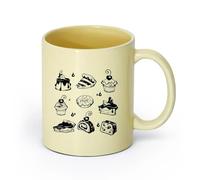 AYUEHBN Ceramics Tea Cup Sweet Cake Muffin Cupcake Pie Dessert Bakery （11oz/320ml） for Coffee, Soup, Tea, Milk, Latte, hot Cocoa, Ladies, Men Beige