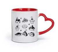 AYUEHBN Ceramics Tea Cup Sweet Cake Muffin Cupcake Pie Dessert Bakery （11oz/320ml） for Coffee, Soup, Tea, Milk, Latte, hot Cocoa, Ladies, Men Red