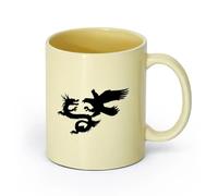 AYUEHBN Ceramics White Ceramic Coffee Mugs Asian Dragon with Bird Chinese Mythology （11oz/320ml） Ceramic Coffee Mugs for Home or Work Beige