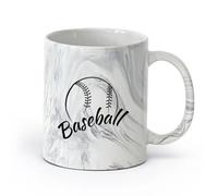 AYUEHBN Ceramics White Ceramic Coffee Mugs Baseball Word Ball Player Sport （11oz/320ml） Coffee, Tea, Latte, Milk, Cocoa, Juice and Other Hot Drinks Marble Black