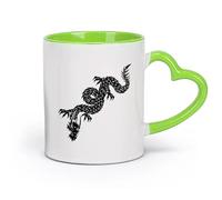 AYUEHBN Ceramics White Ceramic Coffee Mugs Chinese Dragon Asian Style Fantasy （11oz/320ml） Dishwasher Microwave Safe,for Office and Home Green