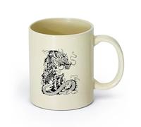 AYUEHBN Ceramics White Ceramic Coffee Mugs Chinese Dragon Asian Style Home （11oz/320ml） Coffee, Tea, Latte, Milk, Cocoa, Juice and Other Hot Drinks Light Yellow