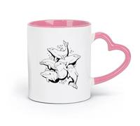 AYUEHBN Ceramics White Ceramic Coffee Mugs Dolphins Marine Animal Ocean Sea （11oz/320ml） for Coffee, Soup, Tea, Milk, Latte, hot Cocoa, Ladies, Men Pink