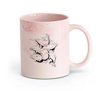 AYUEHBN Ceramics White Ceramic Coffee Mugs Dolphins Marine Animal Ocean Sea （11oz/320ml） for Coffee, Soup, Tea, Milk, Latte, hot Cocoa, Ladies, Men Marble Pink