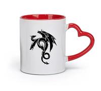 AYUEHBN Ceramics White Ceramic Coffee Mugs Fantasy Dragon Celtic Ornament Beast （11oz/320ml） Great for Home, Office, Cafes, Gift Ideas Red