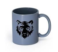 AYUEHBN Ceramics White Ceramic Coffee Mugs Geometric Tiger Predator Eye Head Animal （11oz/320ml） for Tea Coffee Hot Brew Blue-Gray
