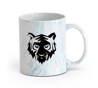 AYUEHBN Ceramics White Ceramic Coffee Mugs Geometric Tiger Predator Eye Head Animal （11oz/320ml） for Tea Coffee Hot Brew Marble Blue