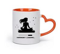 AYUEHBN Ceramics White Ceramic Coffee Mugs Gymnastics Yoga Pose Harmony Loading （11oz/320ml） Dishwasher Microwave Safe,for Office and Home Orange