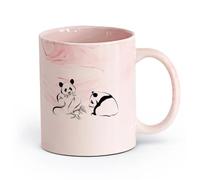 AYUEHBN Ceramics White Ceramic Coffee Mugs Panda Bears Asian Bamboo Chinese Animals （11oz/320ml） for Tea Coffee Hot Brew Marble Pink