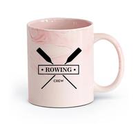 AYUEHBN Ceramics White Ceramic Coffee Mugs Rowing Crew GB Boating Oar Sport （11oz/320ml） Coffee, Tea, Latte, Milk, Cocoa, Juice and Other Hot Drinks Marble Pink