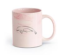 AYUEHBN Ceramics White Ceramic Coffee Mugs Sea Animals Whales Children Water World （11oz/320ml） Stylish & Durable - Microwave & Dishwasher Safe Marble Pink