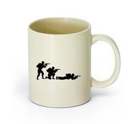 AYUEHBN Ceramics White Ceramic Coffee Mugs Soldiers Military Weapons War Game Room （11oz/320ml） Cappuccino, Latte Macchiato, Tea, Espresso Light Yellow