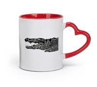 AYUEHBN Ceramics White Mugs Alligator American Animal Predator Ethnic Style （11oz/320ml） Coffee, Tea, Latte, Milk, Cocoa, Juice and Other Hot Drinks Red