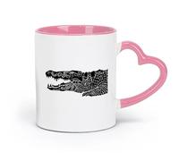 AYUEHBN Ceramics White Mugs Alligator American Animal Predator Ethnic Style （11oz/320ml） Coffee, Tea, Latte, Milk, Cocoa, Juice and Other Hot Drinks Pink