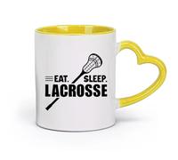 AYUEHBN Ceramics White Mugs Eat Sleep Lacrosse Game Ball Player Sport （11oz/320ml） Humorous Gift for Coffee Lovers, Work Besties, Coworkers & Friends Yellow