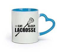 AYUEHBN Ceramics White Mugs Eat Sleep Lacrosse Game Ball Player Sport （11oz/320ml） Humorous Gift for Coffee Lovers, Work Besties, Coworkers & Friends Blue