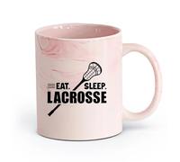 AYUEHBN Ceramics White Mugs Eat Sleep Lacrosse Game Ball Player Sport （11oz/320ml） Humorous Gift for Coffee Lovers, Work Besties, Coworkers & Friends Marble Pink