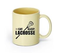 AYUEHBN Ceramics White Mugs Eat Sleep Lacrosse Game Ball Player Sport （11oz/320ml） Humorous Gift for Coffee Lovers, Work Besties, Coworkers & Friends Beige