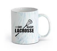 AYUEHBN Ceramics White Mugs Eat Sleep Lacrosse Game Ball Player Sport （11oz/320ml） Humorous Gift for Coffee Lovers, Work Besties, Coworkers & Friends Marble Blue