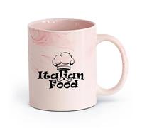 AYUEHBN Ceramics White Mugs Italian Food Lettering Pasta Chef's Hat Kitchen （11oz/320ml） for Coffee, Soup, Tea, Milk, Latte, hot Cocoa, Ladies, Men Marble Pink