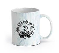 AYUEHBN Ceramics White Mugs Lotus Om Mantra Meditation Mandala Hinduism （11oz/320ml） Humorous Gift for Coffee Lovers, Work Besties, Coworkers & Friends Marble Blue
