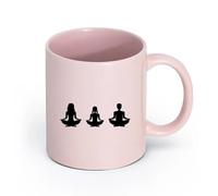 AYUEHBN Ceramics White Mugs Mother Daughter Father Pose Mind Relax Meditation Room （11oz/320ml） for Tea, Hot Chocolate Pink