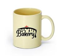 AYUEHBN Ceramics White Mugs Sweet Tooth Words Bakery House Cakes Pastries （11oz/320ml） for Coffee, Soup, Tea, Milk, Latte, hot Cocoa, Ladies, Men Beige