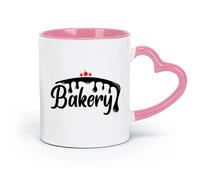 AYUEHBN Ceramics White Mugs Sweet Tooth Words Bakery House Cakes Pastries （11oz/320ml） for Coffee, Soup, Tea, Milk, Latte, hot Cocoa, Ladies, Men Pink