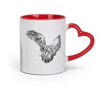 AYUEHBN Ceramics White Mugs Tribal Bird Predator Eagle Flying Big Wings （11oz/320ml） for Coffee, Soup, Tea, Milk, Latte, hot Cocoa, Ladies, Men Red