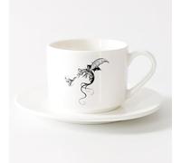 AYUEHBN Coffee Cup Flying Firebringer Dragon Fantasy Fairy Tale （6oz/175ml） Humorous Gift for Coffee Lovers, Work Besties, Coworkers & Friends，Sets Tea Cup with Saucers (White)