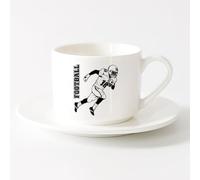 AYUEHBN Coffee Cups with Handle Football Player Team Game Sports （6oz/175ml） for Coffee, Soup, Tea, Milk, Latte, hot Cocoa, Ladies, Men，Sets Tea Cup with Saucers (White)