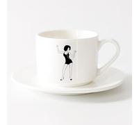 AYUEHBN Coffee Mug African Hairstyle Woman Music Lover Headphones Sex Appeal Girl （6oz/175ml） for Home or Work，Sets Tea Cup with Saucers (White)