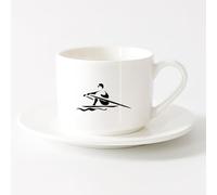AYUEHBN Coffee Mug with Handle - Classic Ceramic Sport Rowing Boating （6oz/175ml） Office, Home, Café, Dishwasher & Microwave Safe，Sets Tea Cup with Saucers (White)