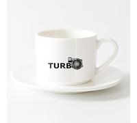 AYUEHBN Coffee Mug with Handle - Classic Ceramic Turbo Engine Motor Car Garage （6oz/175ml） Dishwasher Safe，Sets Tea Cup with Saucers (White)