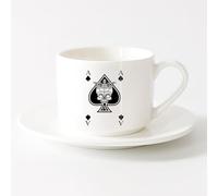 AYUEHBN Cool Mugs and Cups Ace Poker Playing Cards Gambler Skull King （6oz/175ml） Dishwasher Microwave Safe,for Office and Home ，Sets Tea Cup with Saucers (White)