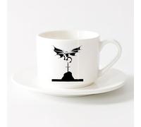 AYUEHBN Cool Mugs and Cups Flying Dragon Medieval Tales Mythology Wings Sword （6oz/175ml） for Tea, Hot Chocolate，Sets Tea Cup with Saucers (White)