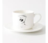 AYUEHBN Cool Mugs and Cups Hot Sex Appeal Girl Face Lips Eye Patch Erotic （6oz/175ml） fine China (Ceramic)，Sets Tea Cup with Saucers (White)