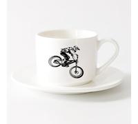 AYUEHBN Cool Mugs and Cups Motorsport Bike Sport Race Motor Speed Extreme Biker （6oz/175ml） for Office, Home，Sets Tea Cup with Saucers (White)