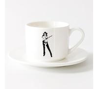 AYUEHBN Cool Mugs and Cups Wild West Texas Woman Cowgirl Gun Sex Appeal Women Hat （6oz/175ml） Nice Xmas Gift，Sets Tea Cup with Saucers (White)