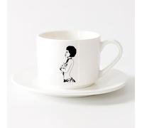 AYUEHBN Cool Tea and Coffee Mug African Beauty Sex Appeal Woman （6oz/175ml） Coffee, Tea, Latte, Milk, Cocoa, Juice and Other Hot Drinks，Sets Tea Cup with Saucers (White)