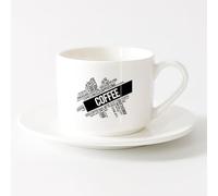 AYUEHBN Cool Tea and Coffee Mug Coffee House Words Cloud Kitchen Dining （6oz/175ml） Ceramic Coffee Mug for Cappuccino Tea, Milk,，Sets Tea Cup with Saucers (White)