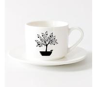 AYUEHBN Cool Tea and Coffee Mug Love Tree Branch Birds Romantic Heart （6oz/175ml） Great for Home, Office, Cafes, Gift Ideas，Sets Tea Cup with Saucers (White)