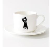 AYUEHBN Cups with Comfortable Handle Fist Hand Strength Power Gymnastics （6oz/175ml） Great for Home, Office, Cafes, Gift Ideas，Sets Tea Cup with Saucers (White)